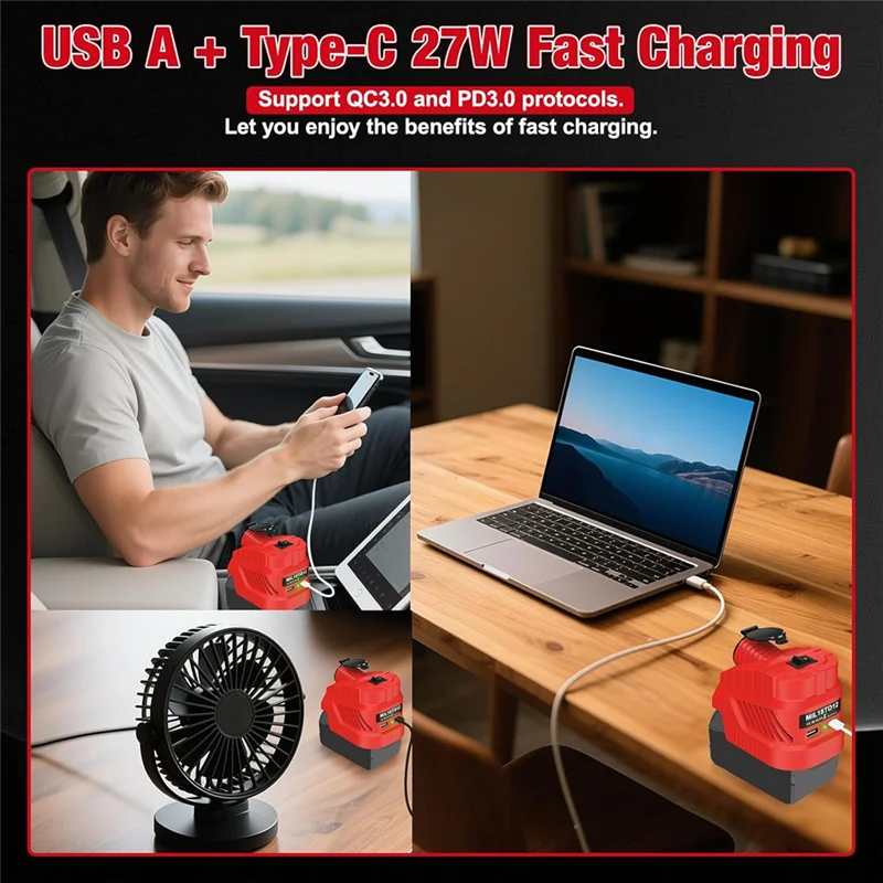 Voor 18V naar 12V Step-Down Converter Power Batterij Adapter Wiel, voor de meeste 12 Volt apparaten in het voertuig