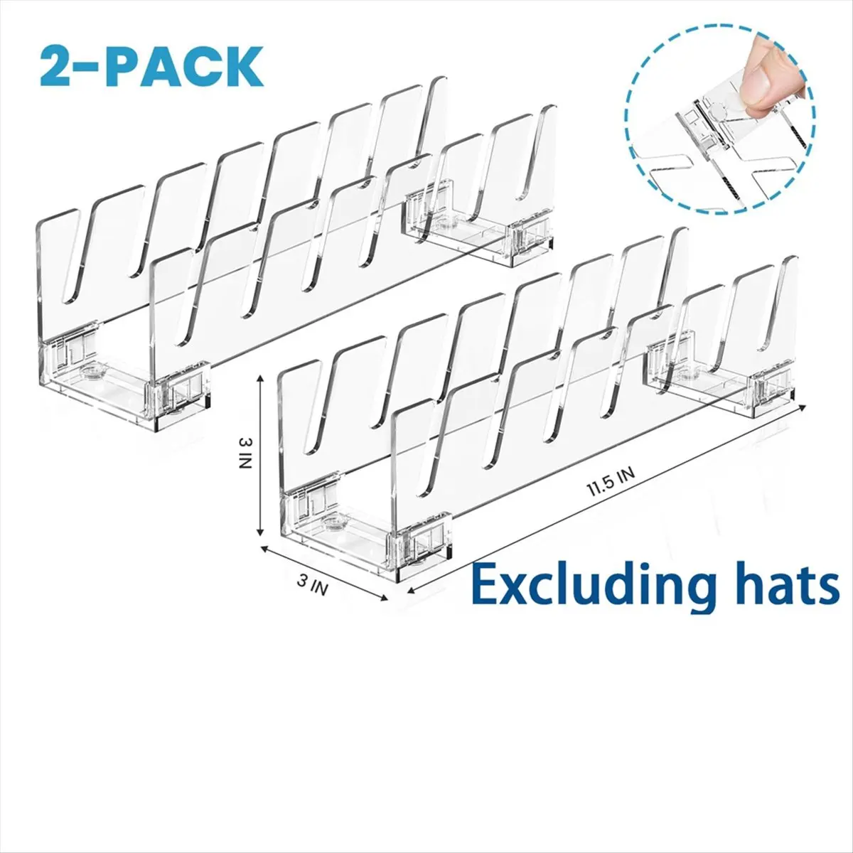 Hat Stand Organizer 2 Set up to 14 Baseball Caps Acrylic Hat Rack