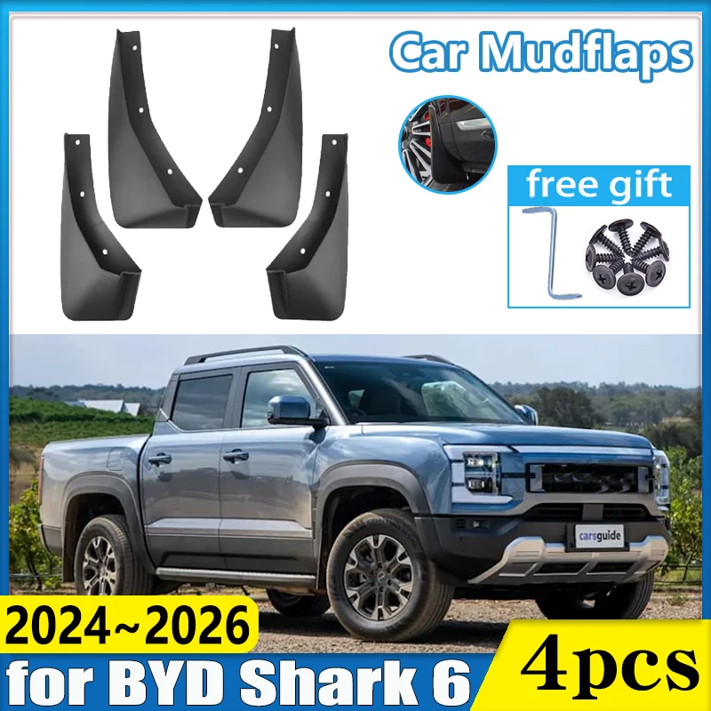 

4 шт. крыло переднего и заднего колеса автомобиля для BYD Shark 6, аксессуары 2024 2025 2026, брызговики, брызговики, автоматические брызговики, защита