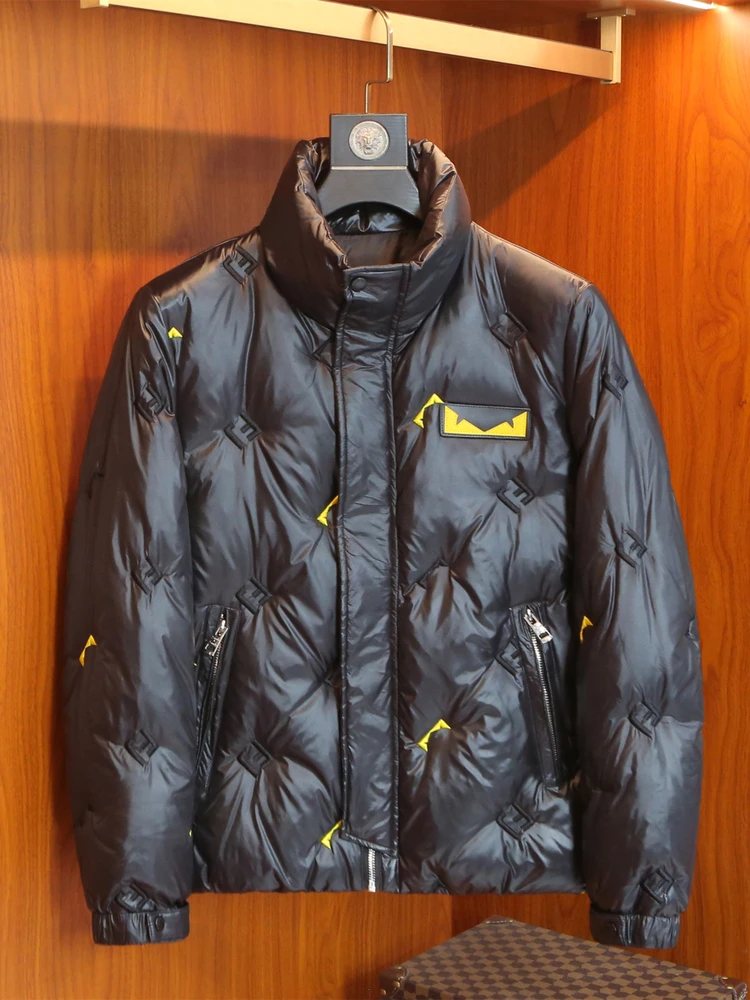 

Мужская модная утепленная куртка Ele с вышивкой, воротником-стойкой, приталенным кроем, универсальная верхняя одежда из полиэфирного волокна