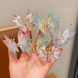 Moving Butterfly Hairpin Sweet Super Immortal Luxury Versatile Hairpin Broken Hair Sorting Clip Children Girls Birthday Gifts