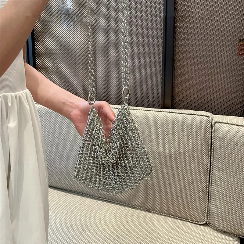 

Fashion Designer's Aesthetic Bags Women's Bag Tote Bag Handmade Metal Woven Vacation Chain Single Shoulder Bag Crossbody Bag