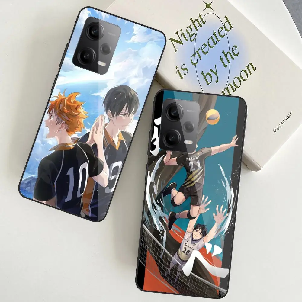 H_haikyu! Coque de téléphone en verre noir, coques pour Redmi Note 13 Pro Plus 12 11 A3X A1 A2 13C 12C