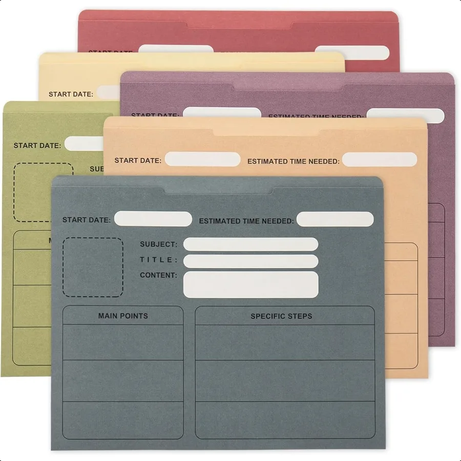 

6 Pack File Folder Jackets Letter Size Paper Pocket File Folder with Reinforced Straigut Tab PrePrinted Job Folders No Expansio