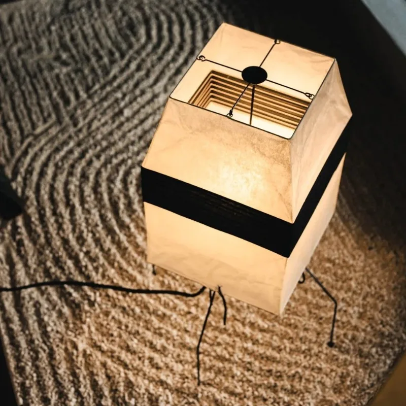 

Wabi Sabi Style Floor Lamps Homestay Bedroom Noguchi Art Fixtures Living Room Japanese Rice Paper Atmosphere LED Table Lights