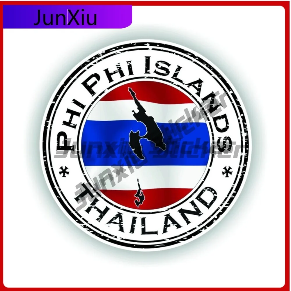 

Thailand Phi Islands Seal Sticker Round Flag Unique Vinyl Decal Waterproof Exterior Decor for SUV Camper Windshield Bumper