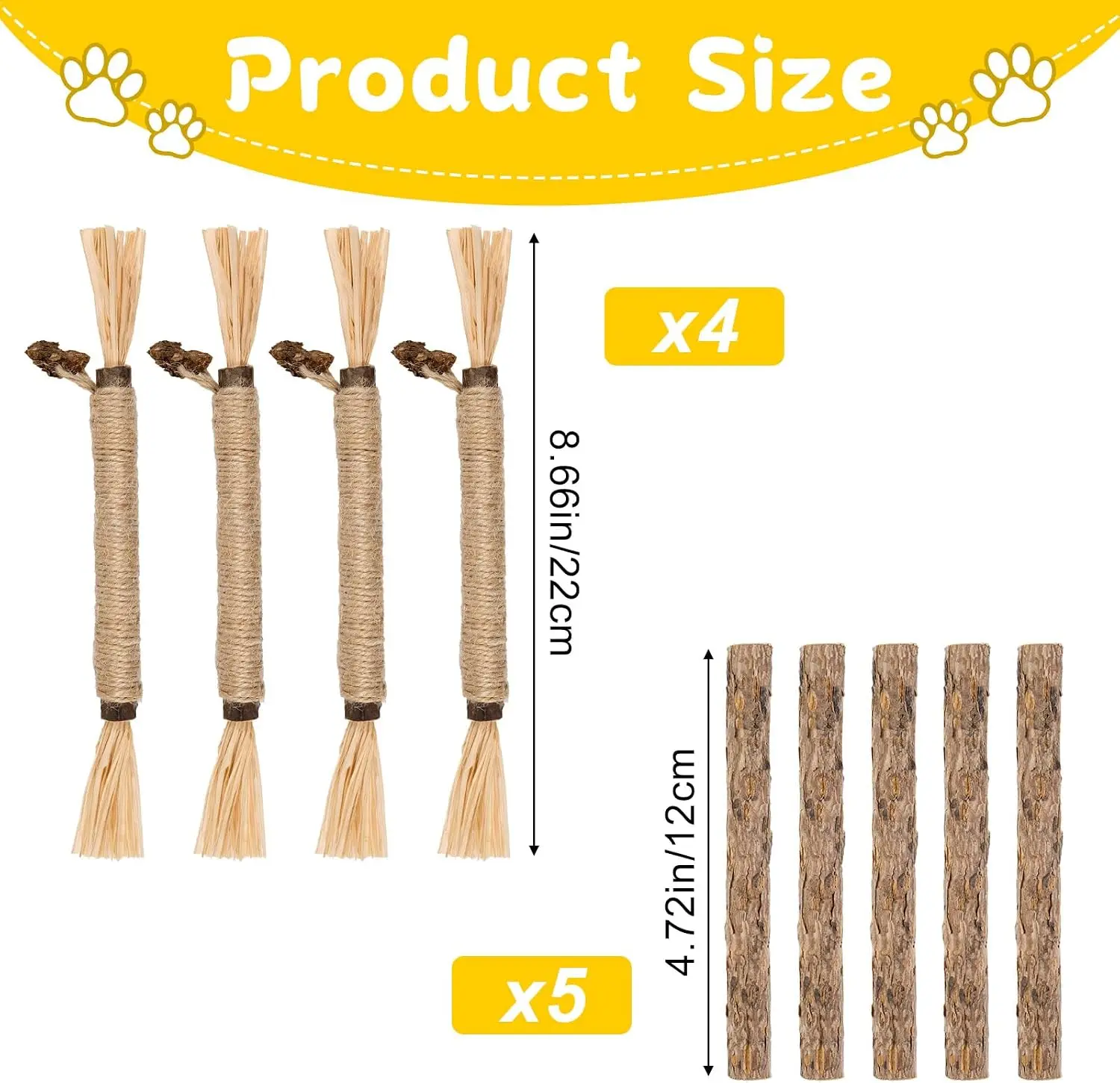 Lot De 9 bâtonnets De Silvervine Pour, Jouets à mâcher Naturels Pour Chats, Ensemble De bâtonnets Matatabi Pour Le Soin Dentaire