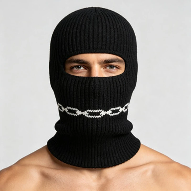 Winter 2 in1 Mask Beanies Hats Warm Knitted Balaclava Hats Windproof Solid Full Face Ski Bonnet Tactical Cycling Earmuffs Cap
