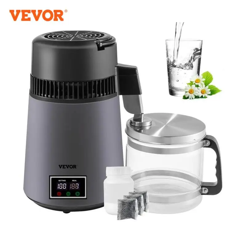 VEVOR 4L Pure Water Distiller Dental Distilled Water Filter Electric Distillation Purifier Water Bottle for Offices Home Use