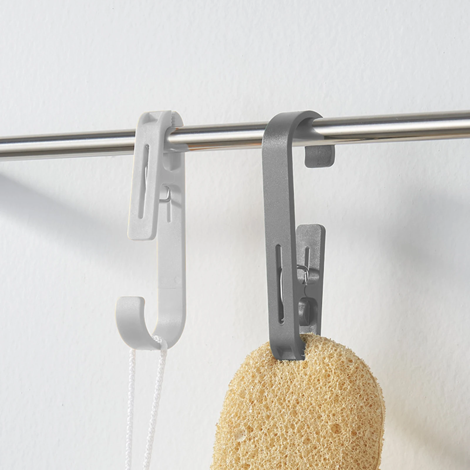 Large Rotating Hanging Clip Hooks 5pcs Bathroom Shower Curtain Holder Organizer Balcony Drying Clothes Hanger Storage Tool view 6