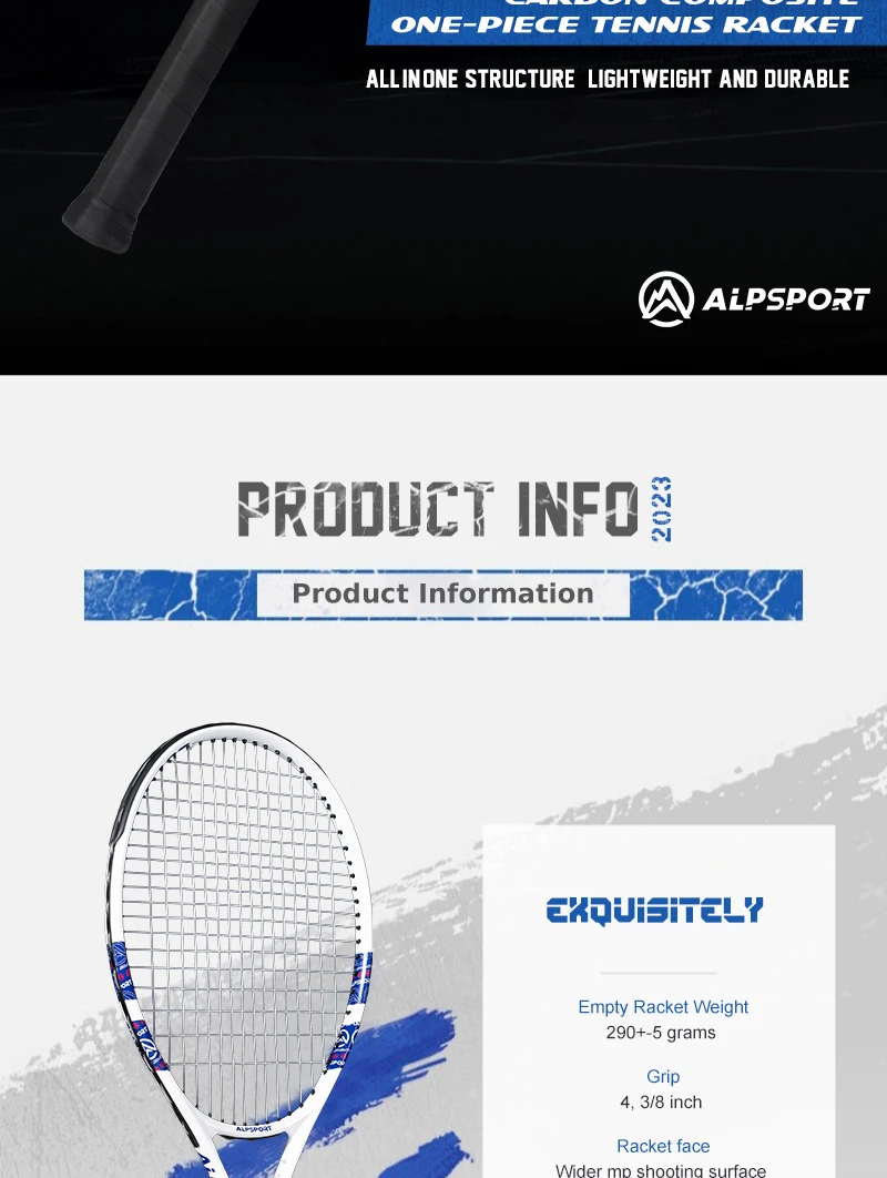 ALPSPORT T800 18K Professioneller Tennis-Schläger aus Carbonfaser – Leicht (280g) mit Tasche & Rutschfestem Gurt, Schneller Versand für Turniere – Detail 4