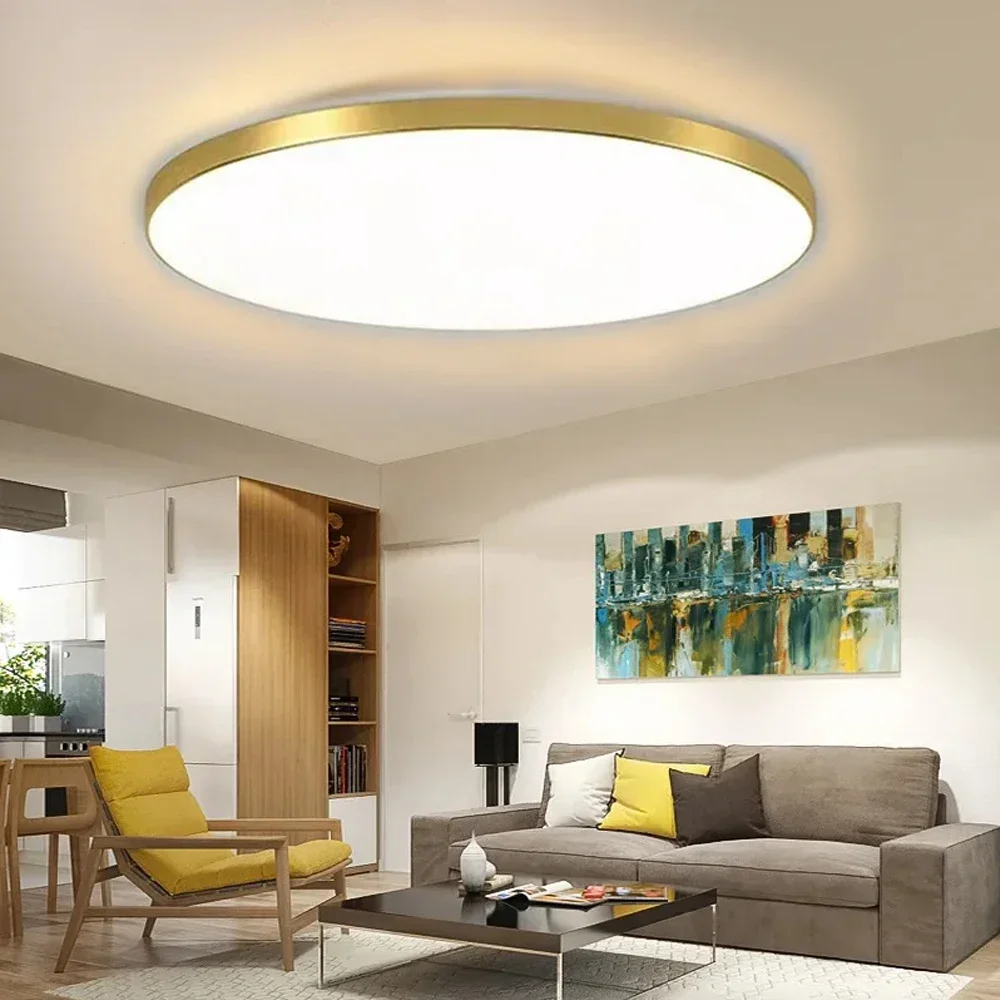 Plafonnier rond LED au design moderne, luminaire décoratif d'intérieur, idéal pour un salon, une chambre à coucher, une salle à manger ou une cuisine