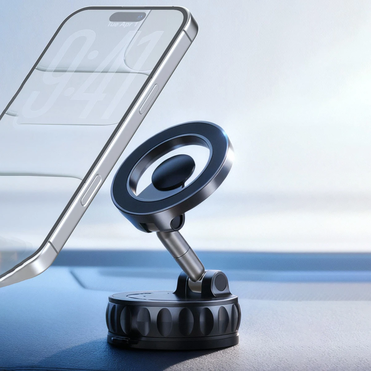 Folding Strong Magnet Magnetic Phone Holder 360° Rotation Desk Car Vacuum Suction Dashboard Cellphone Stand