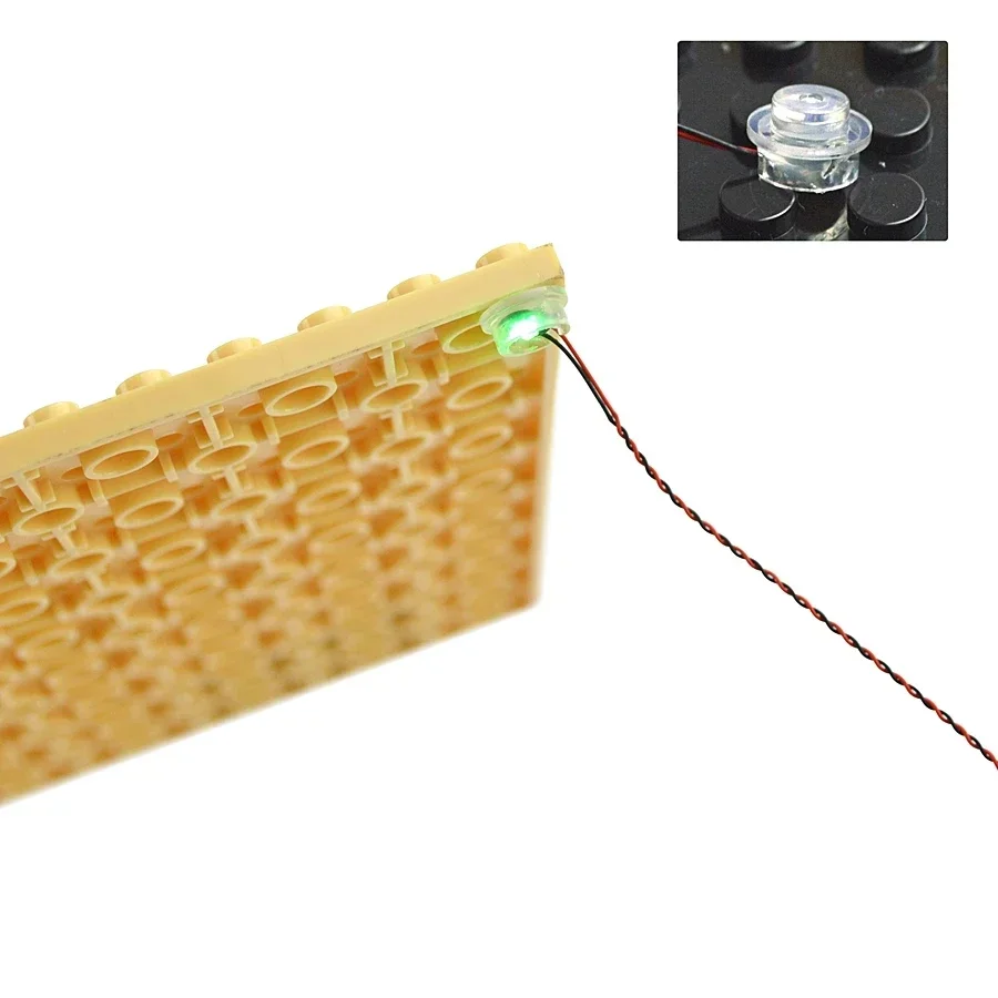 MOC Round LED Flash Light Building Block Pin Stripline Lamp Toy