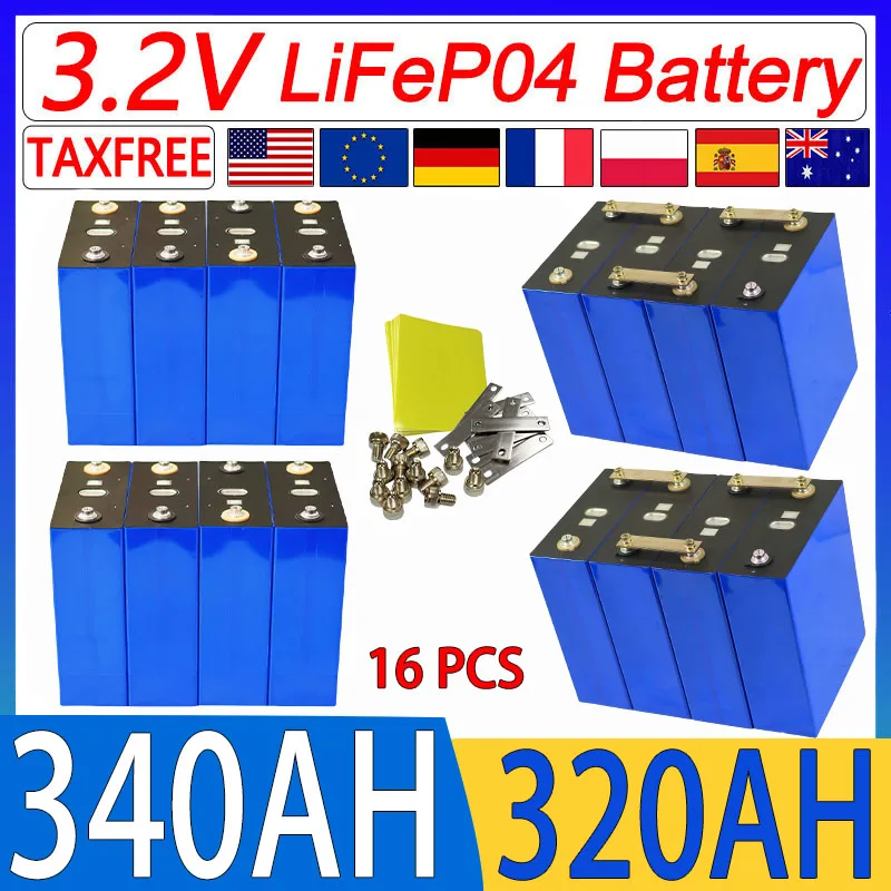 

Новый 16 шт. 3,2 В 340 Ач 320 Ач 310 Ач 280 Ач lifepo4 аккумулятор DIY 48 В электрическая лодка для хранения солнечной энергии бытовой аккумулятор беспошлинный