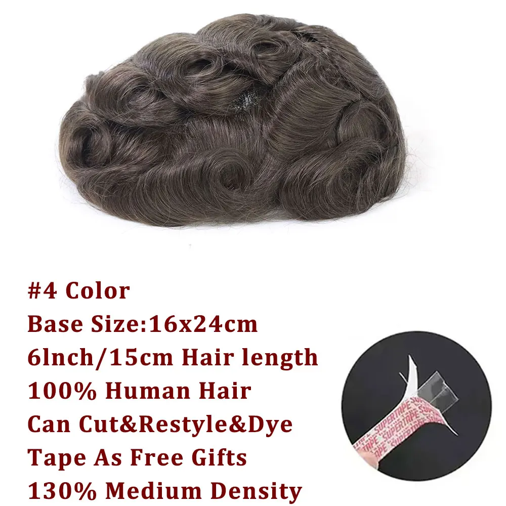 16x24 سنتيمتر البني أستراليا قاعدة الرجال الشعر المستعار شعر الإنسان تنفس الدانتيل مع بولي PU قطعة شعر غير مرئية الرجال الشعرية الاصطناعية 130%