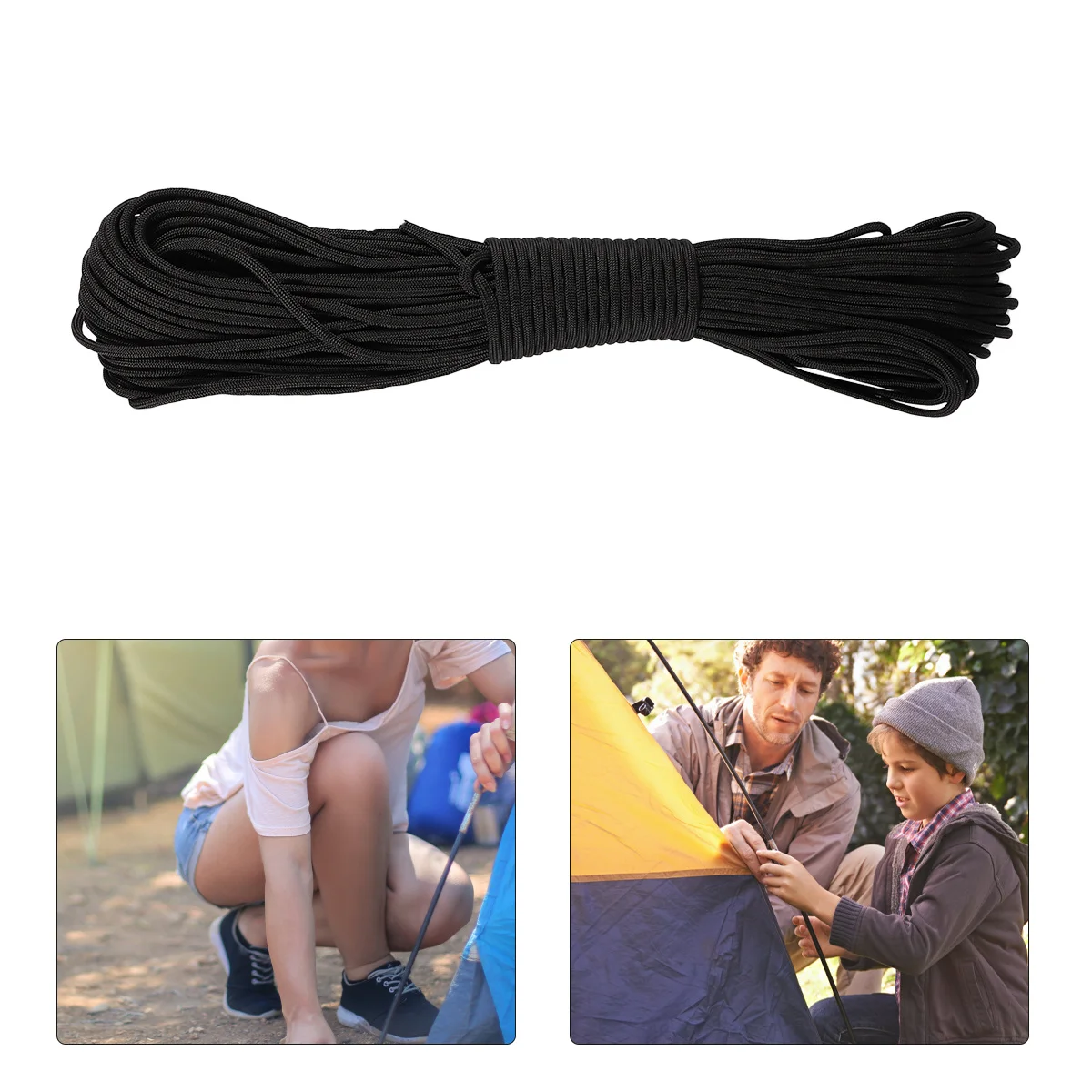 4 مللي متر القطر الأساسية Paracord قوي تتلاشى مقاومة بقاء التخييم في الهواء الطلق المشي لمسافات طويلة حبل أسود الأساسية Paracord