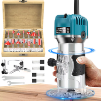800W 30000RPM Electric Triming Machine 1/4 inch Woodwork Millilling Enching Hand Wood Edge Router Trimmer Home DIY Power oils