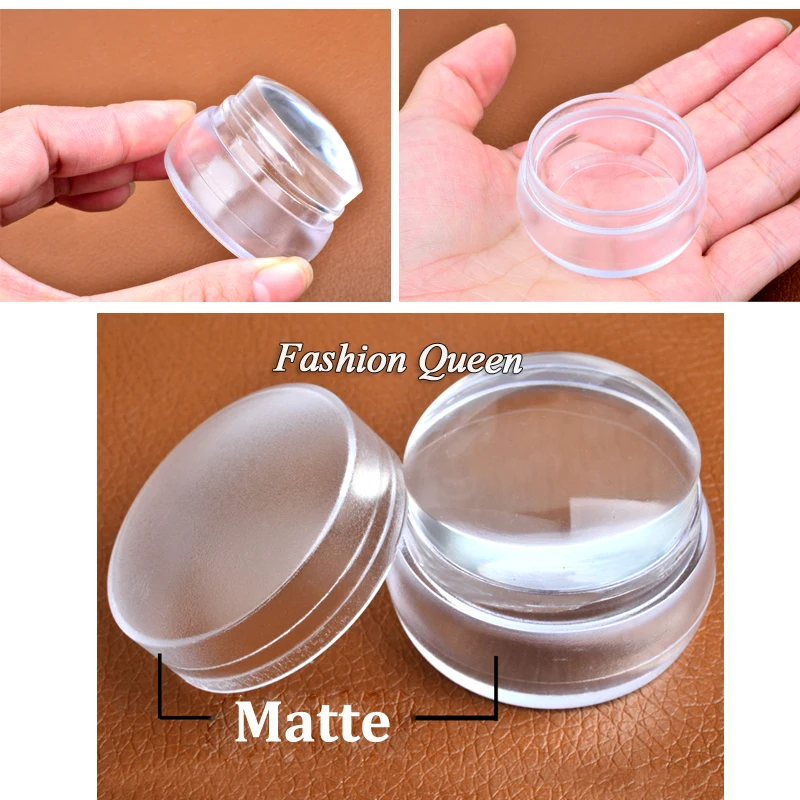 2023 New Lovely Design Matte Nail Art Stamper Scraper with Cap Silicone Jelly 3.5cm Nail Stamp Stamping Tools