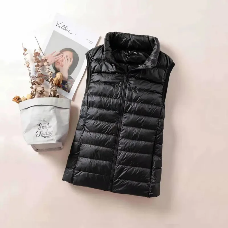 0-10℃ Ultra Light Women Down Vest 2024 New Autumn Winter Sleeveless Thin Jackets Windproof Female Feather Quilted Waistcoat