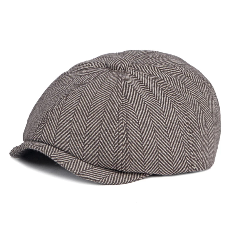 Spring Autumn Newsboy Cap For Men Women British Style Octagonal Hat Black Tweed Berets Peaked Cap Male Classic boina masculina