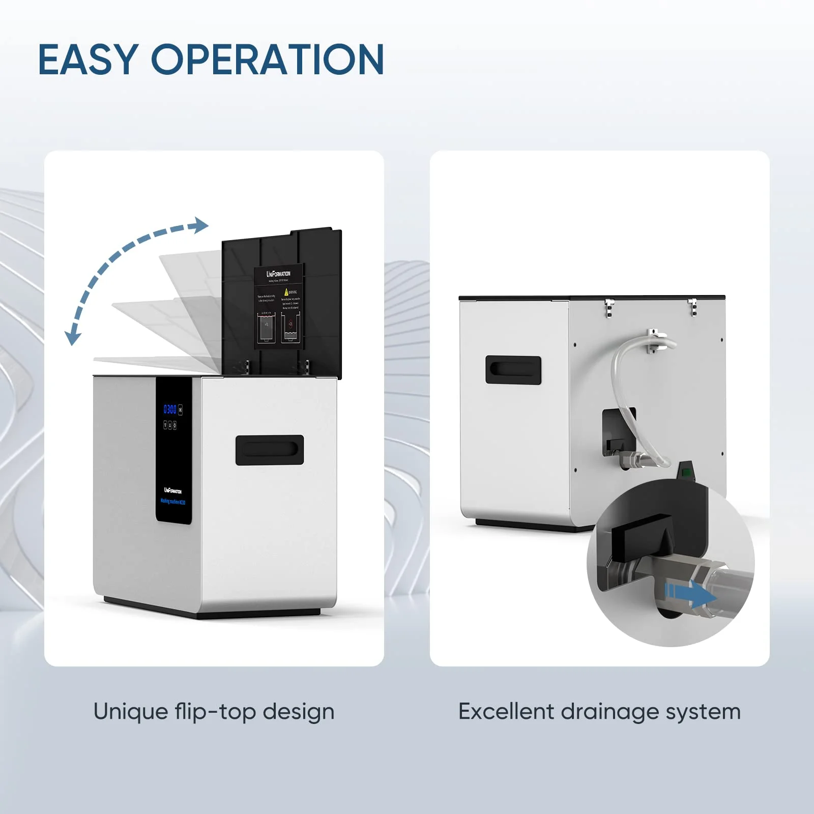 UniFormation Resin Wash Machine W230 Ultrasonic Automatic Cleaning Machine Powerful Ultrasonic Waves and Portable Flip Design