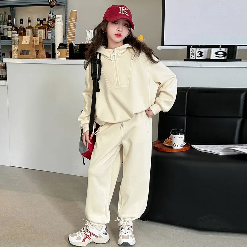 Baby Girl Clothes Suit Children and Girls Spring and Autumn Suits 2024 New Children Knit Hoodie Casual Pants Two-piece Set