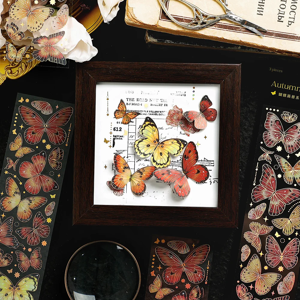 12Packs/Lot Vlinder Album Serie Retro Bericht Huisdier Sticker
