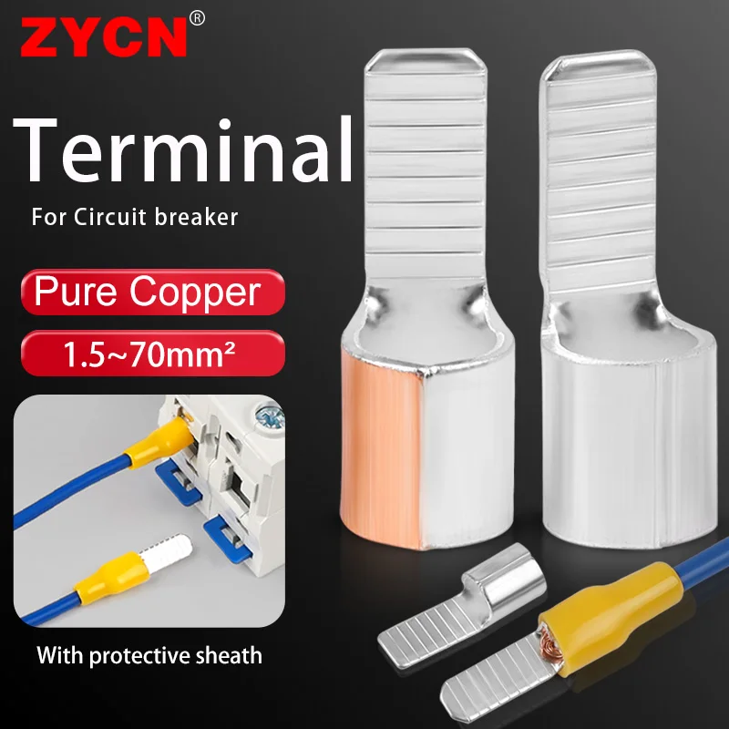 

Circuit Breaker Plug Pin-Shaped With Protective Sheath Cable Wire Lug Insert Crimp Terminal C45 Air Switch Lug C45-1.5 2.5 70mm²