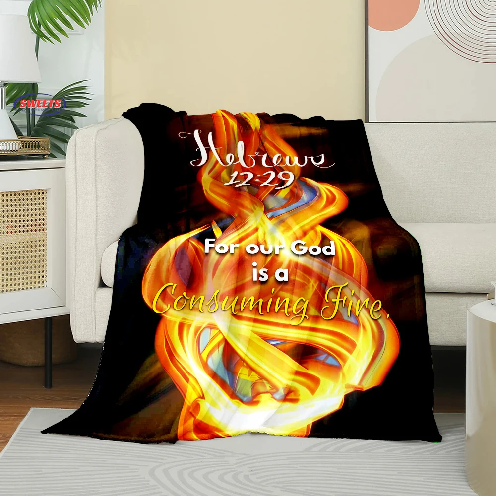

Warm Gifts ! 3D Bible Verses Flannel Blanket for Bed Bedroom Sofa Picnic,Warm Throw Blanket for Cover Outdoor Leisure Office Nap