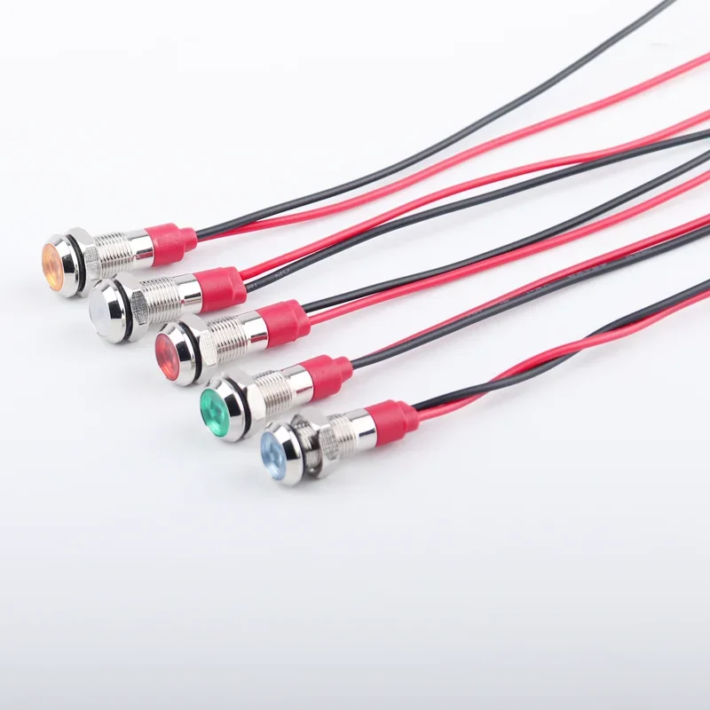 6mm 8mm 10mm 12mm Warning Indicator Signal Indicator Line 1pcs 3V 5V 12V 24V 110V 220 Waterproof IP67 Metal LED