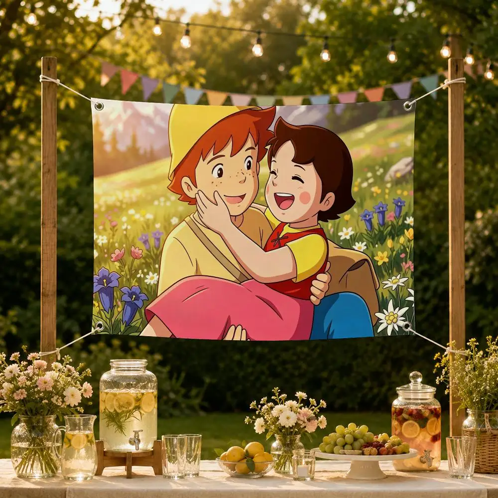 Anime Heidi, Girl of the Alps Flags Decorative Flag Banner for Garden Yard Lawn Outdoor Home Party Wall Decor