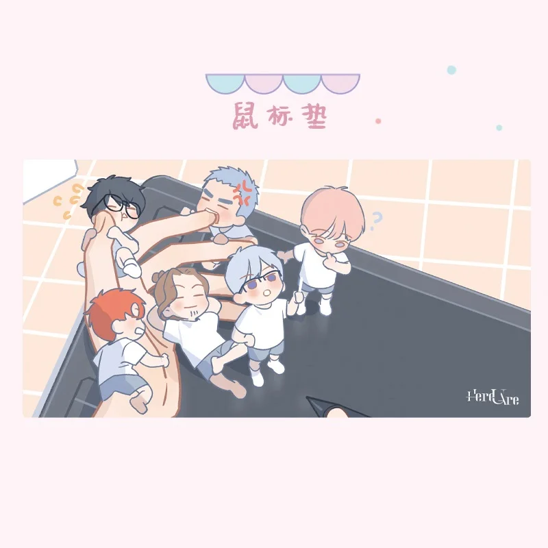 Here U Are Manga Art Gaming Mouse Pad Li Huan, Yu Yang Character Desk Pad Waterproof Surface Writing Mat