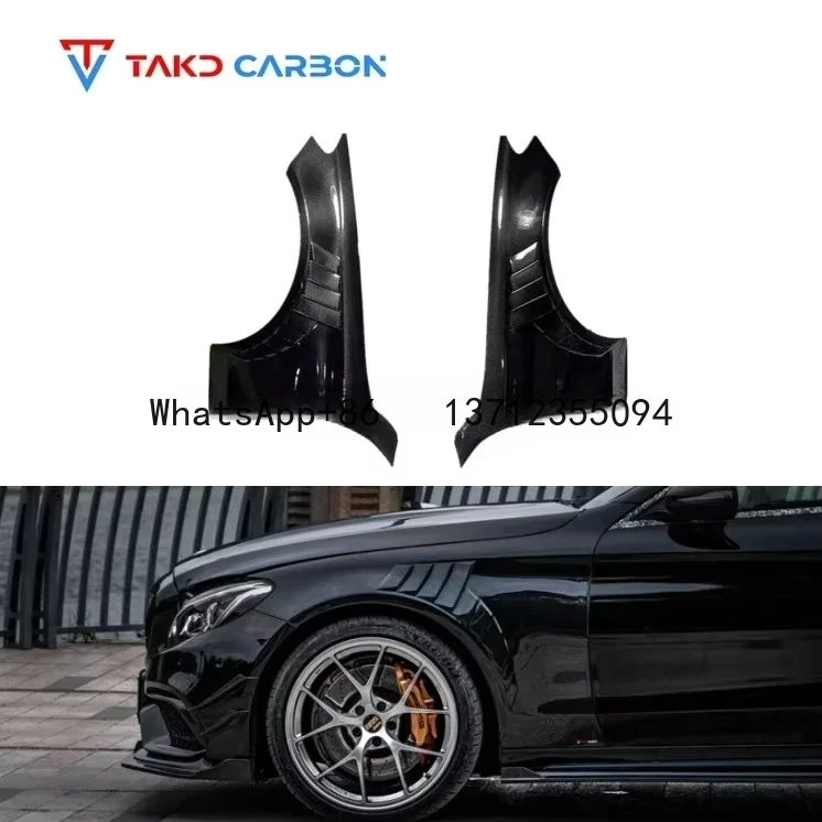 Original Design Dry Carbon Fiber 3K Twill Carbon Weave Car Front Fender Wheel Fenders Flares For Mercedes-Benz AMG W205 C63