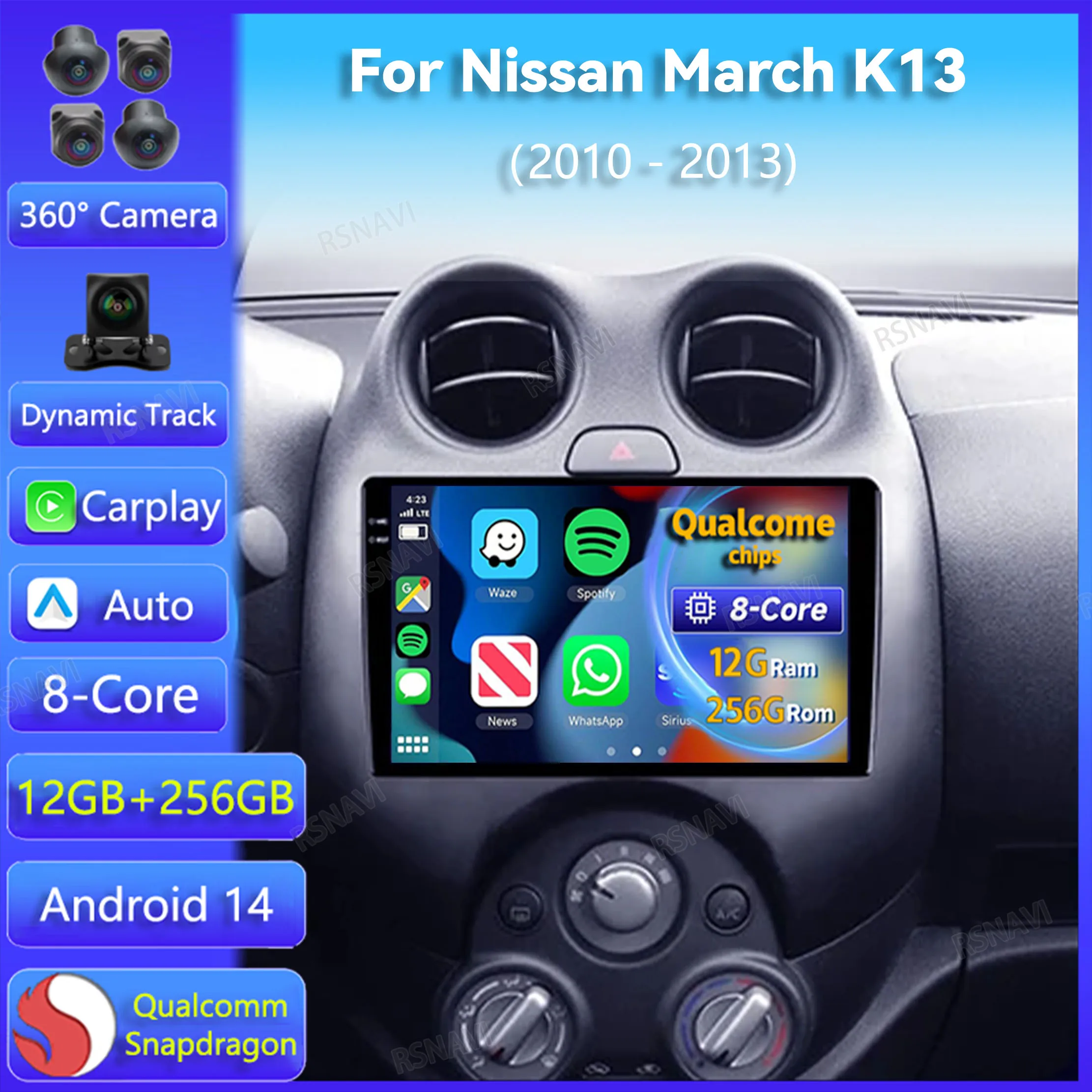 

Android 14 Car Radio For Nissan March K13 2010 2011 - 2013 Carplay Auto Multimedia 2Din Wireless Video Player 360 Camera Stereo