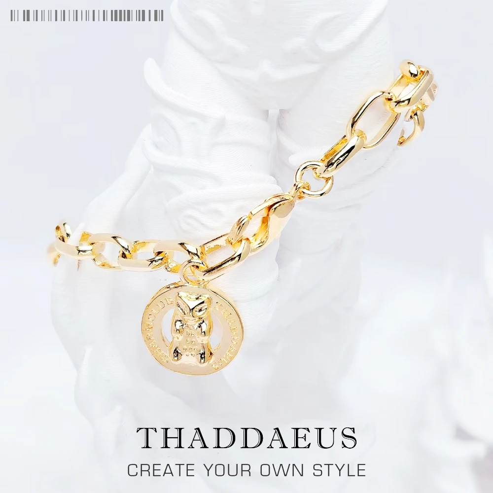 

Gold Plated Link Chain Charm Bracelets Goldbears New Cute Gift for Women Men Europe 925 Sterling Silver Fine Jewelry Acessorie