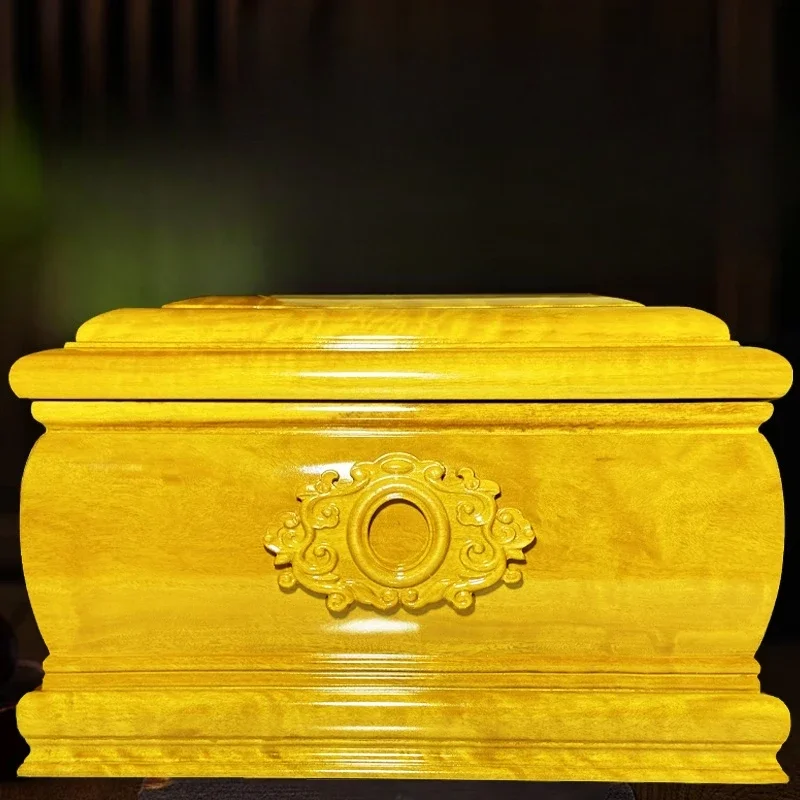 

High-grade gold nanmu urn full solid wood life box moisture-proof box for men and women the elderly white matter funeral supplie