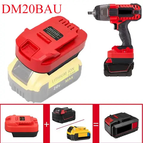 Battery Adapter Converter DM20BAU for Bauer 20V Cordless Tools for DeWalt 20V MAX and Milwaukee 18V M18 Lithium-ion Battery