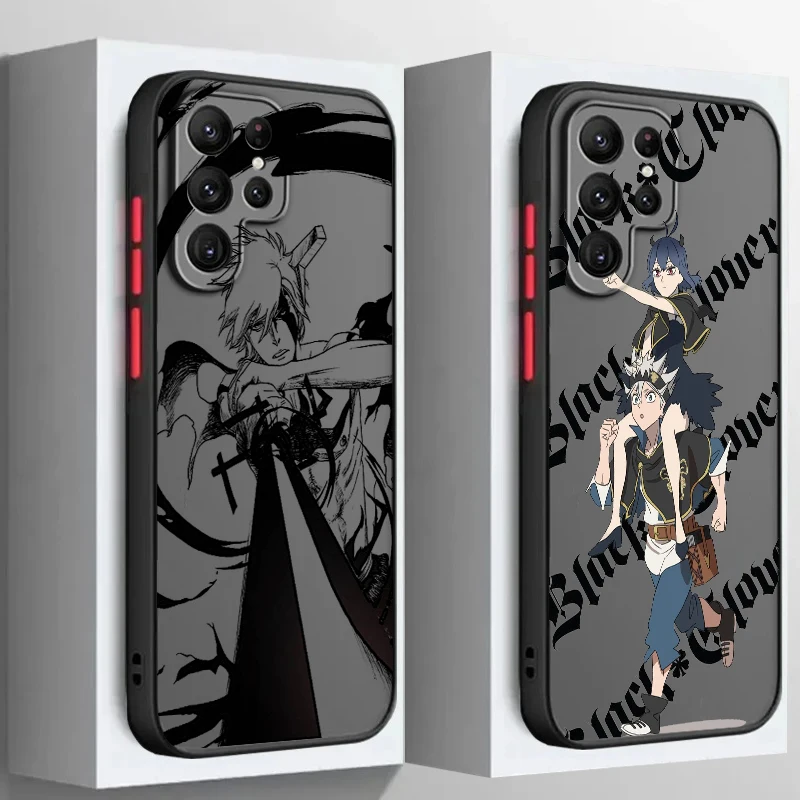 

Black Clover Anime Fashion Frosted Translucent For Samsung Galaxy S24 S23 S22 S21 S20 FE S10 S9 S8 Plus Ultra Pro 5G Funda