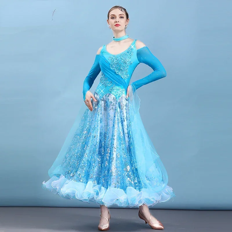 Vestido de vals Tango, baile moderno, salón de baile, actuación profesional, vals femenino, competición de Jazz, Flamenco, Rumba, baile