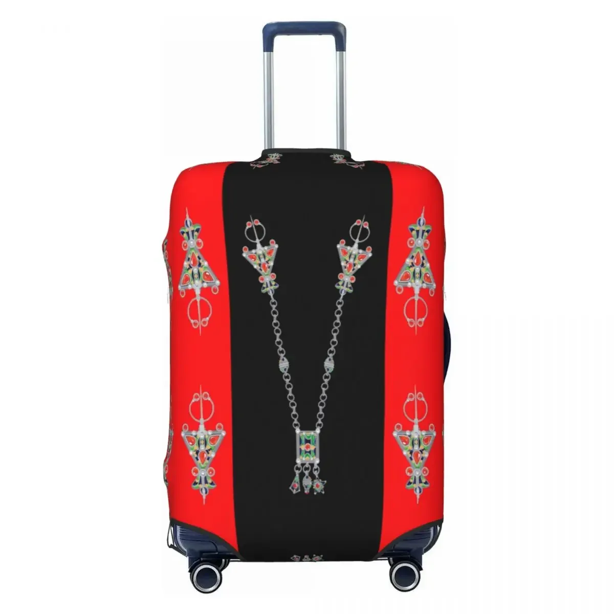 

Custom Kabyle Jewelry Amazigh Style Luggage Cover Protector Elastic Africa Ethnic Travel Suitcase Covers