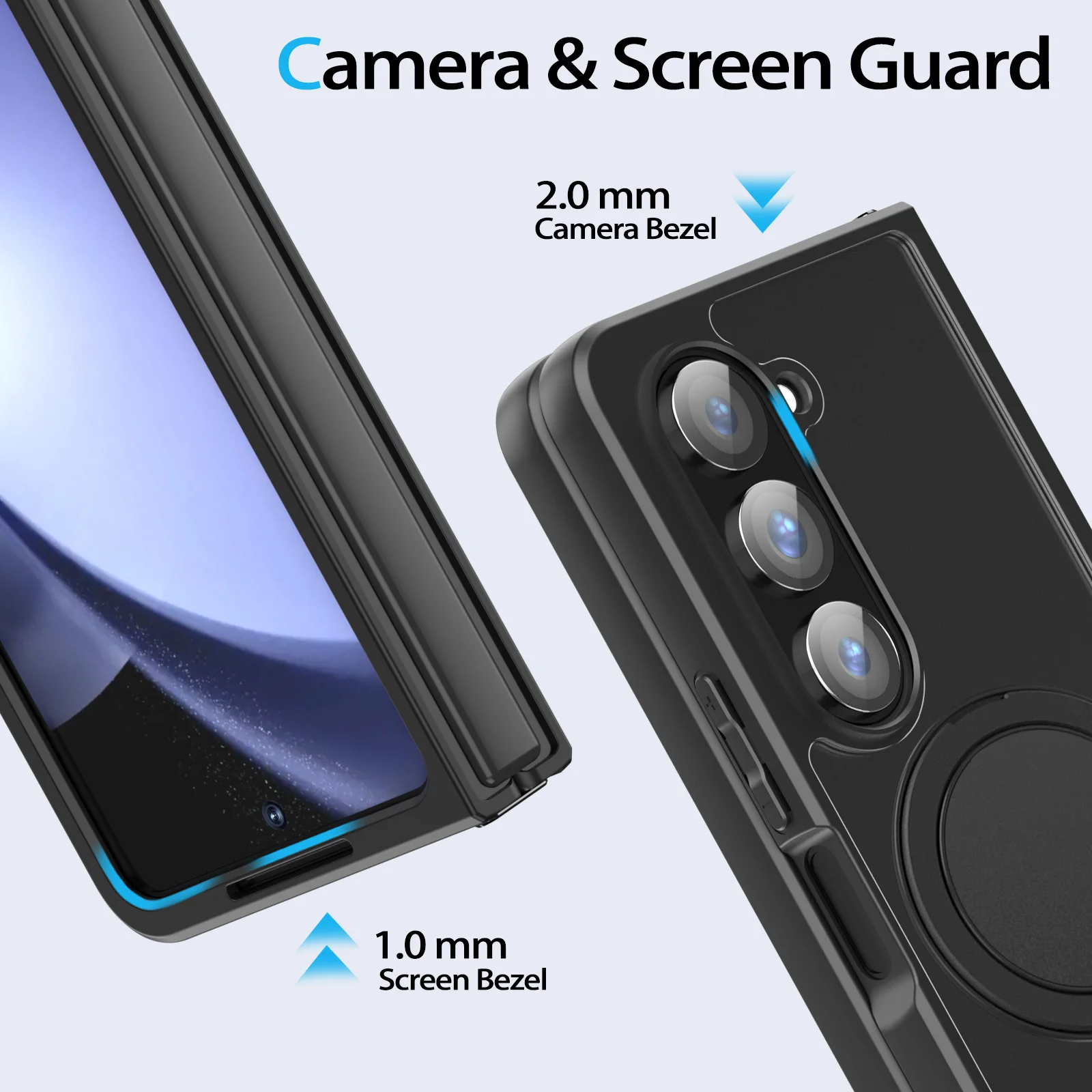 HARUINO Magnetic Case for Samsung Z Fold5 Cover -Wireless Charger Compatible, 360°Rotatable Ring Holder Stand, Anti Fingerprint