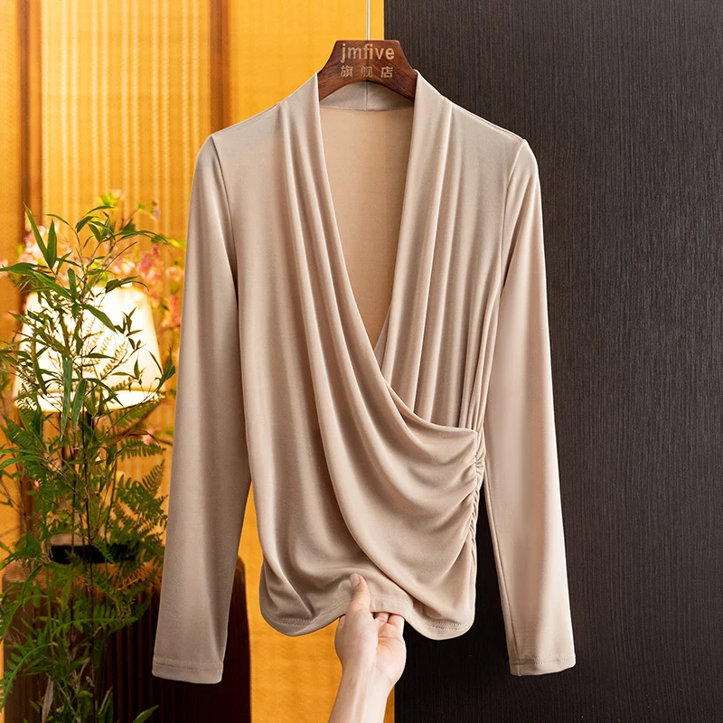 New Chinese-Style Acetate Fashionable Versatile Commuter Casual Blouse for Women 2026 Autumn New Product with a National Style Design