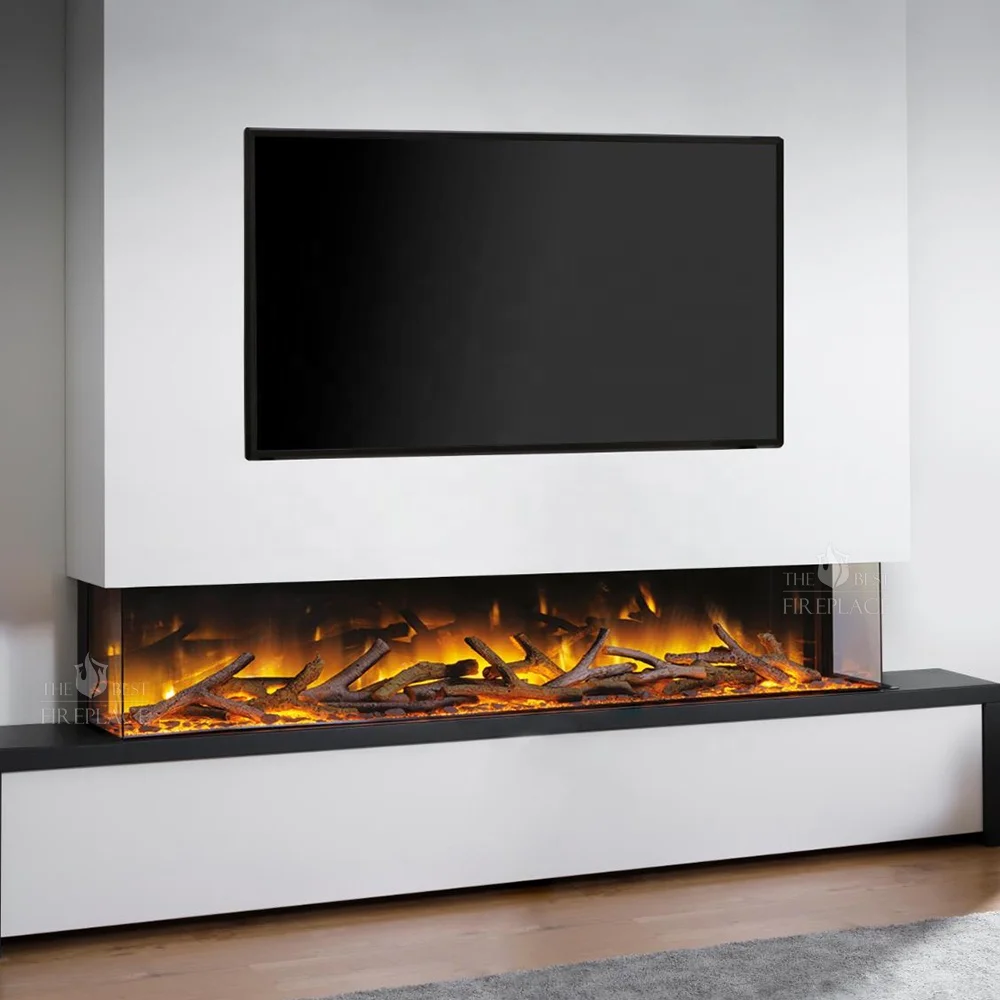 Electric Fireplace Heater Built In Modern Decorative Led Decor Flame Insert 3 Sided Wall Mounted Electric Fireplace For Sale