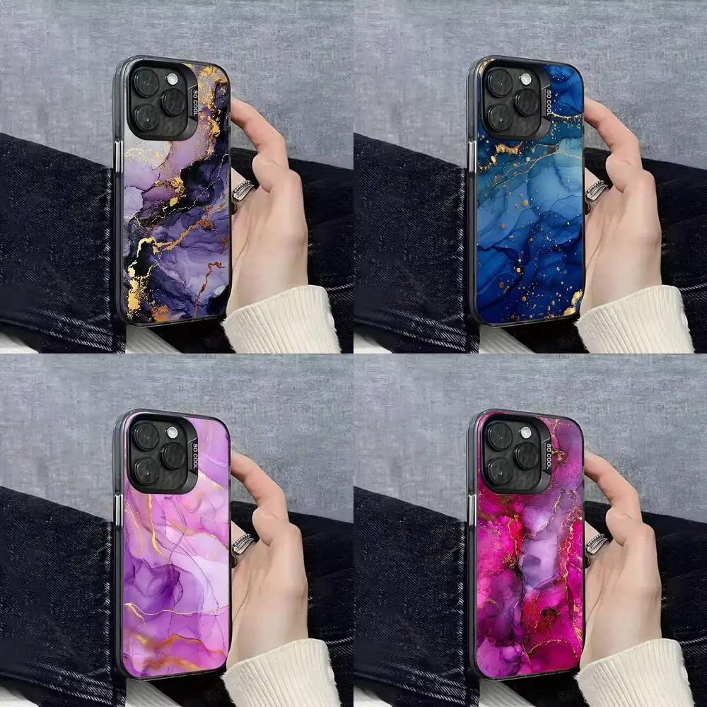 

Gold Marble Texture Colorful Phone Case For iPhone 15,17,11,14,13,16,12,E,Max,Plus,Air,Pro,Mini Black Matte Cover