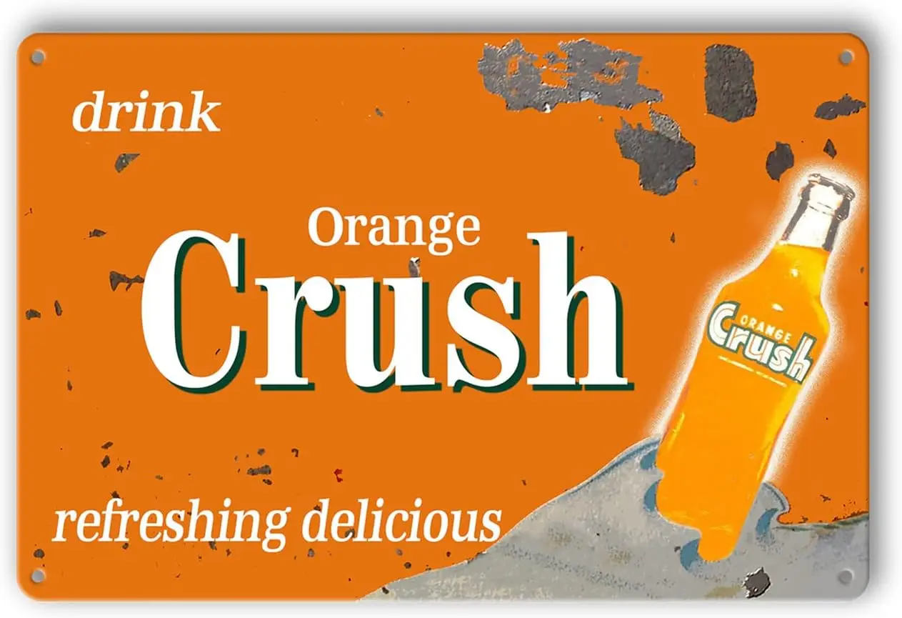 Vintage Metal Tin Sign Kitchen Retro Decor Signs Orange Crush Garage Posters For Men License Plates