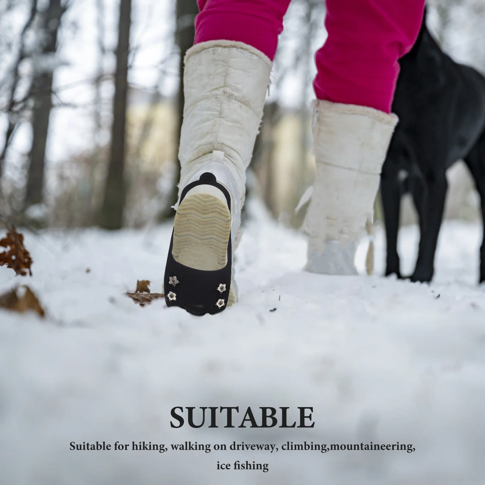 

Non Slip Crampons Shoe Covers Hiking Black Womens Shoes Ice Cleat Spikes Grips 6 Teeth Winter Walking Climbing Camping