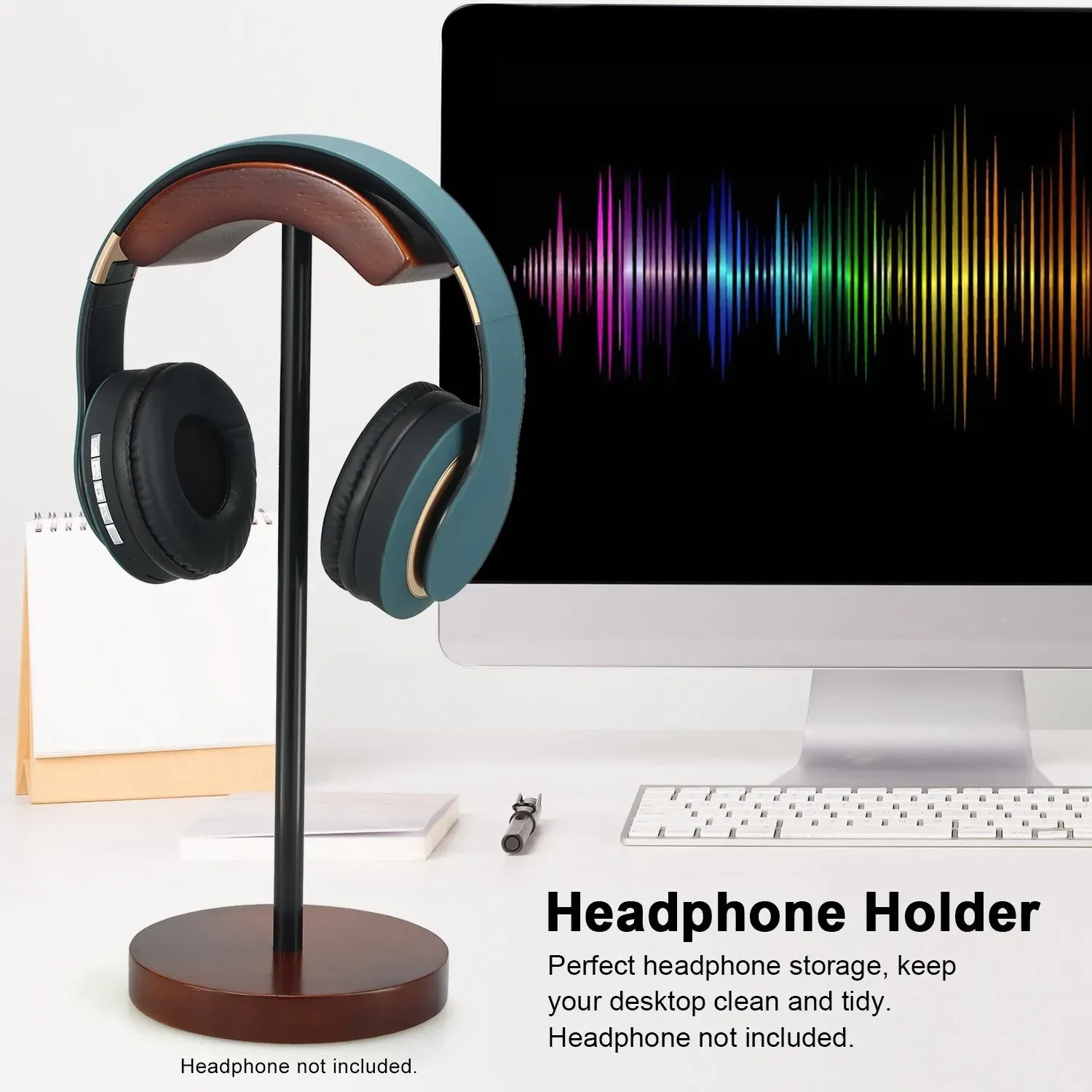 Walnut Headset Holder Strong Bearing Capacity Universal Arched Support Gaming Headphone Wood Display Stand for Sunny