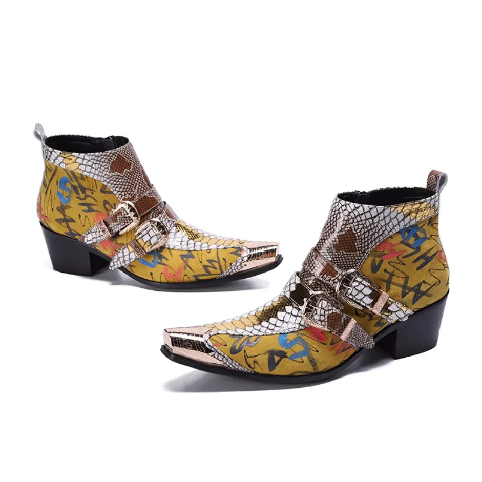 Botas de bezerro de cor mista masculina, sapato de vestido masculino, tamanho grande moda, alta qualidade