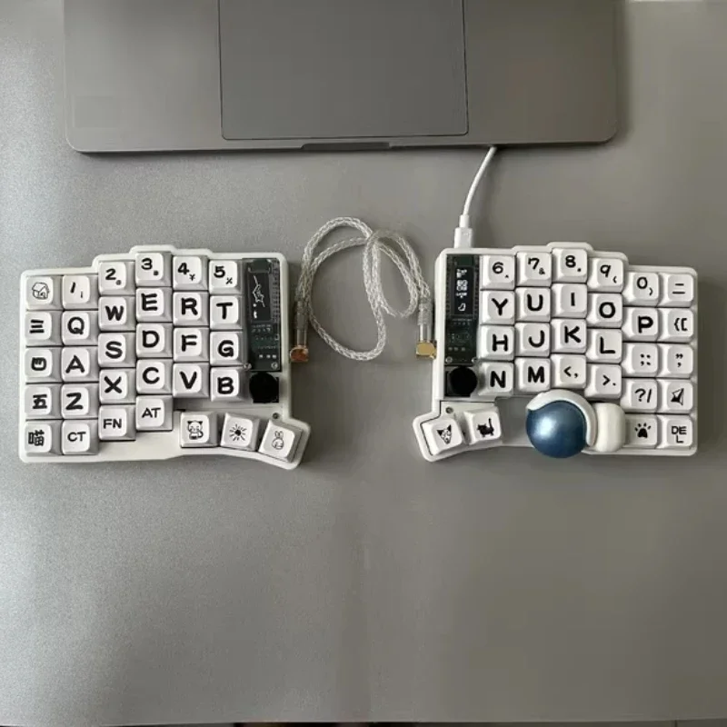 Trackball 59 Split Keyboard Full Key Hot Swap VIAL Key Change Key Customized RGB Left and Right Double Knob Split Keyboard Kit